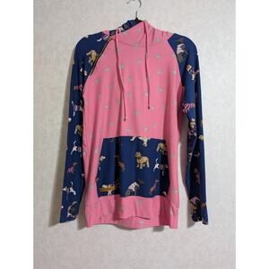 Simply Southern Double Hooded Sweatshirt small dog print preppy